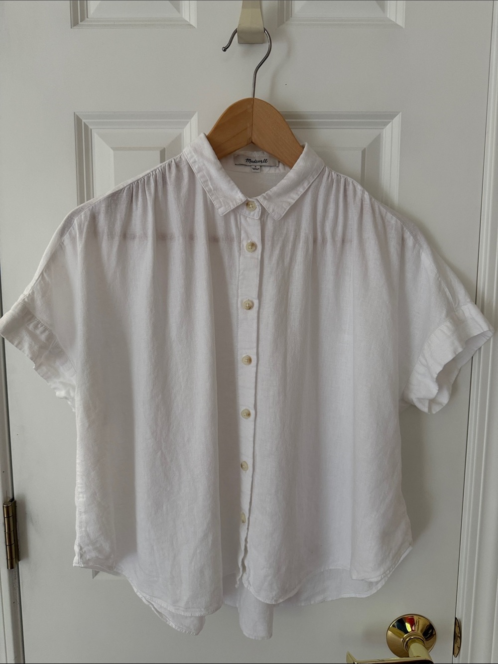 Madewell Linen Blend Hilltop Shirt in White Size Small